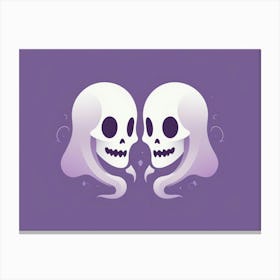 Two Ghosts On A Purple Background 1 Canvas Print