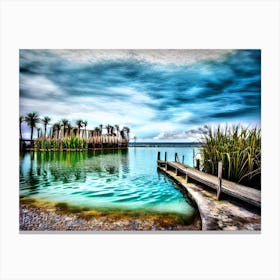 Lake With Palm Trees Canvas Print