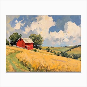 Red Barn Among The Fields - expressionism 1 Canvas Print