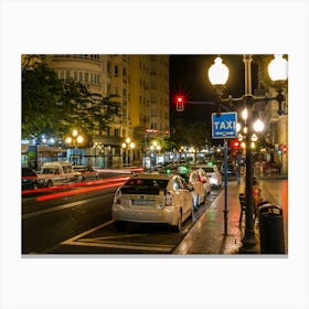 City Street Of Alicante At Night Canvas Print