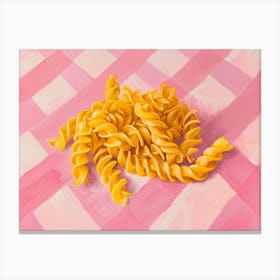 Fusilli Pasta Pink Checkerboard Canvas Print