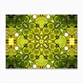 Green Watercolor Abstraction Symmetrical Pattern Canvas Print