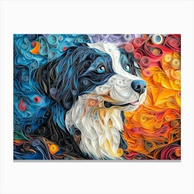 Bearded Collie Paper Quilling Dog Portrait Canvas Print