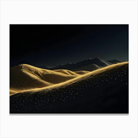 An Abstract Image Of Golden Mountains Against A Dark Background With A Starry Sky, Creating A Sense Of Mystery And Wonder Canvas Print