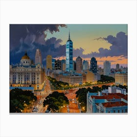 Sunset In Madrid art Canvas Print