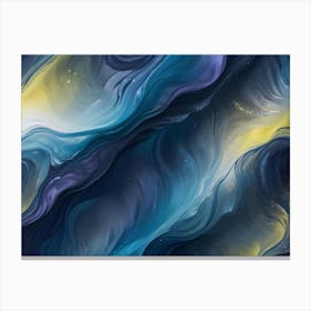 Abstract Image Of Swirling, Fluid Colors In Shades Of Blue, Purple, White, And Yellow Canvas Print