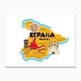 Spain Map Canvas Print
