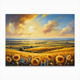 A Sun Drenched Pastoral Scene Unfolds Featuring Towering Sunflowers Reaching For The Bright Golden (1) 2 Canvas Print