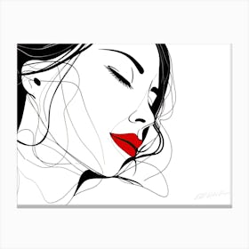 Woman Feels Beautiful - Woman With Red Lips Canvas Print