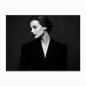 Monochrome Portrait Capturing Enigmatic Elegance Timeless Attire Figure Shrouded In A Subtle Aura Canvas Print