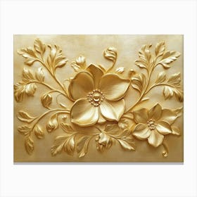 3d Gold Relief Floral 2 Canvas Print