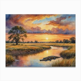 Where Grass Meets the Horizon" Alligator River Canvas Print