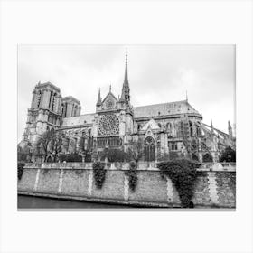 Black And White Cathedral Notre Dame De Paris Canvas Print