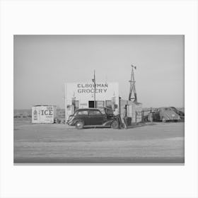 Grocery Store And Filling Station In The High Plains, Dawson County, Texas By Russell Lee Canvas Print