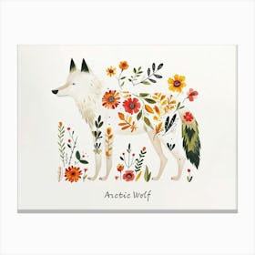 Little Floral Arctic Wolf 4 Poster Canvas Print