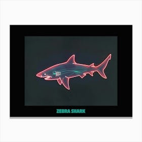 Neon Zebra Shark 1 Poster Canvas Print