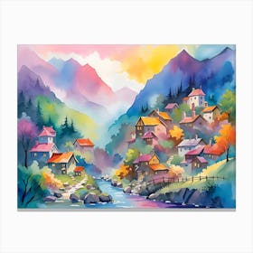 Village In The Mountains Canvas Print