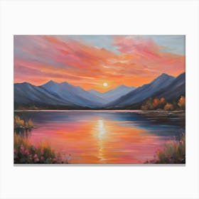 Sunset Over Lake Canvas Print