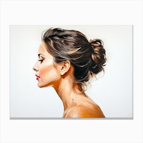 Side Profile Of Beautiful Woman Oil Painting 35 Canvas Print