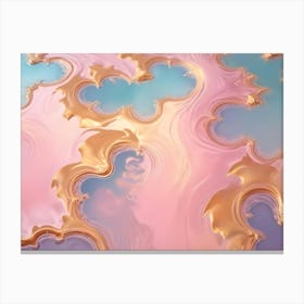 Abstract Background With Gold, Cloud Like Shapes On A Pink And Blue Background Canvas Print