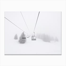 Ski Lifts In A Snowy Resort Canvas Print