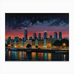 Melbourne At Night art Canvas Print