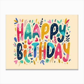 Happy Birthday Illustration That Showcases A Distinct Personal Design Style, Focusing Solely On The Typography Leinwandbild