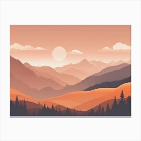 Misty mountains horizontal background in orange tone 75 Canvas Print