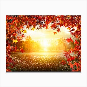 Autumn Themed Frame Showcasing An Explosion Of Vibrant Foliage Hues Ranging From Deep Reds To Warm (6) Canvas Print