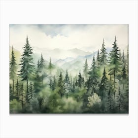 Woods Forest Landscape Watercolour Canvas Print