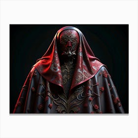 Mysterious Figure In A Red And Gold Embroidered Cloak 1 Canvas Print