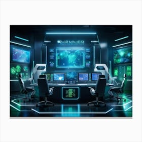 Cyber Intelligence Technology Interfacing With Modern Business Operations Robots Analyzing Data Ho (1) Canvas Print