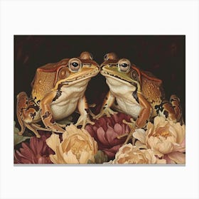 Floral Animal Illustration Frog 1 Canvas Print