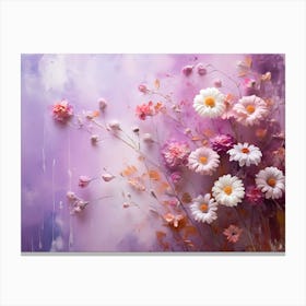 Flowers On Purple Background Canvas Print