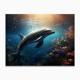 Dolphin In The Ocean 1 Canvas Print