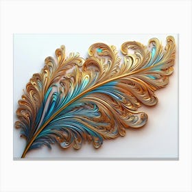 Colorful Golden Peacock Feather Canvas Print