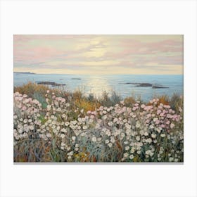 Antique Ocean Flower Painting Canvas Print