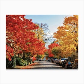 Autumn Foliage Comes Alive In This Design Leaves Flaunting A Riot Of Colors Including Crimson Verm (2) 1 Canvas Print