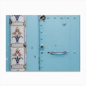 Tiles and blue door | Minimal Art | Morocco Canvas Print