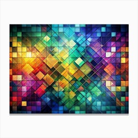 Abstract Colorful Geometric Pattern With Squares And Diamonds Canvas Print