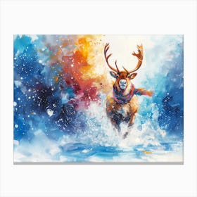 Reindeer In The Snow 2 Canvas Print