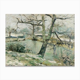 The Montfoucault Pond, Winter Effect (1874), Camille Pissarro Canvas Print