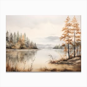 A Painting Of A Lake In Autumn 8 Canvas Print