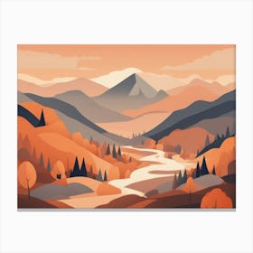 Misty mountains horizontal background in orange tone 71 Canvas Print