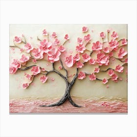 3d Picture Of A Tree With Pink Flowers Background 3 Canvas Print