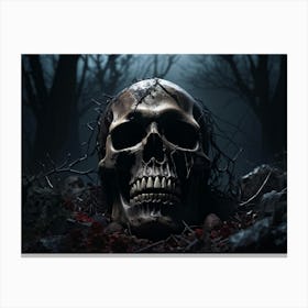 Skull In The Woods 1 Canvas Print