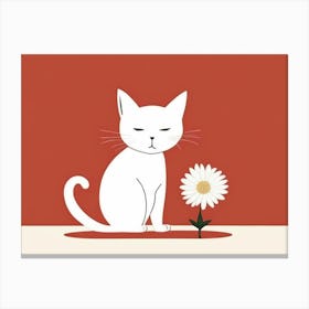 Cat And Flower Canvas Print