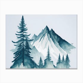 Mountain And Forest In Minimalist Watercolor Horizontal Composition 375 Canvas Print