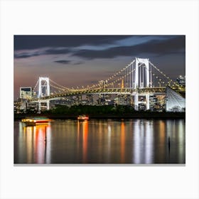 Gorgeous Rainbow Bridge And Tokyo Skyline At Sunset Canvas Print