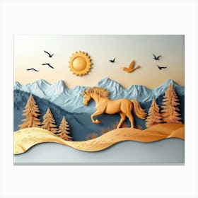 Horse In the Mountains Landscape Canvas Print